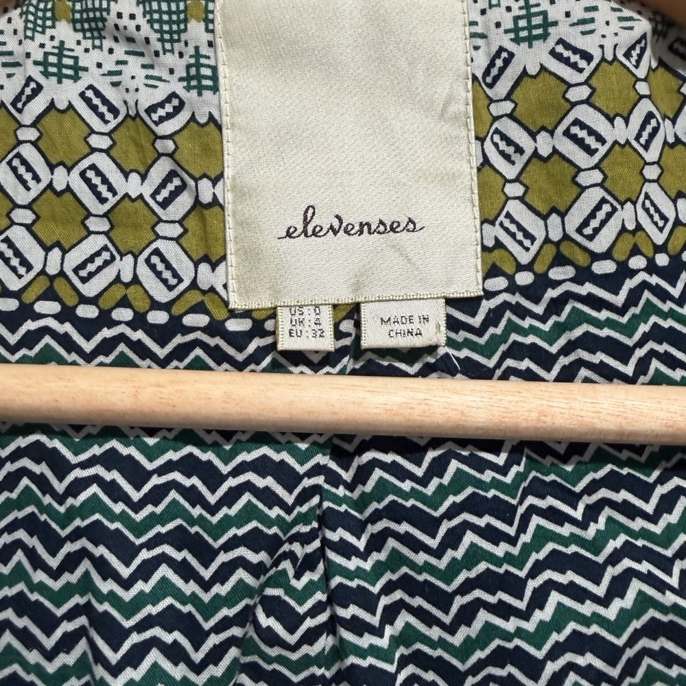 Anthropologie Elevenses Teal Coat Ribbed Collar Belt Wool Blend Boho - Picture 8 of 15